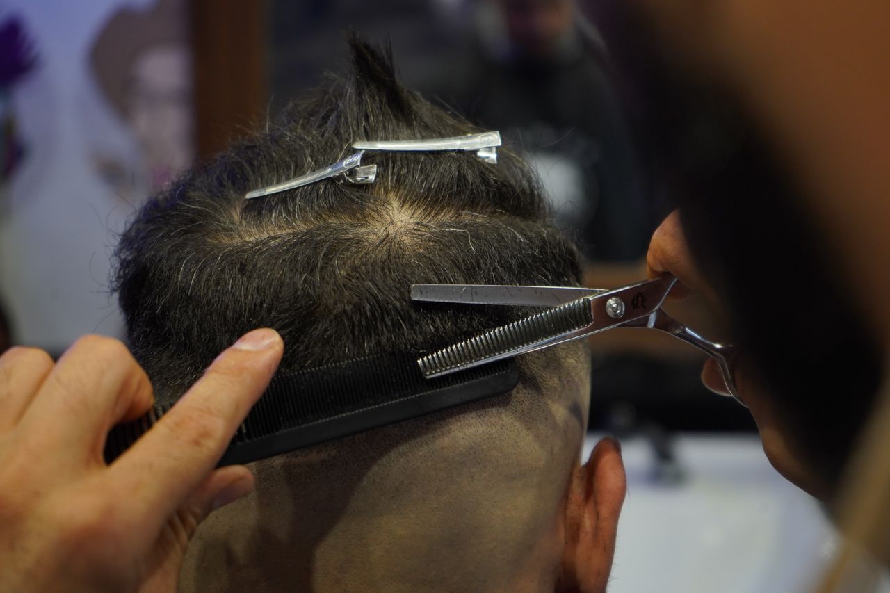 Classic men's haircut with clean neckline